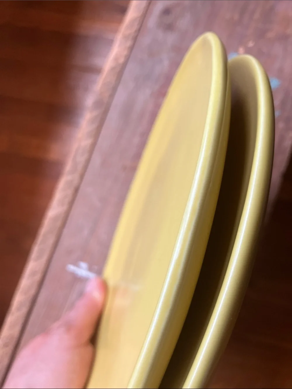 Crate&Barrel Soft Yellow Ceramic Dinner Plates — Set of 2